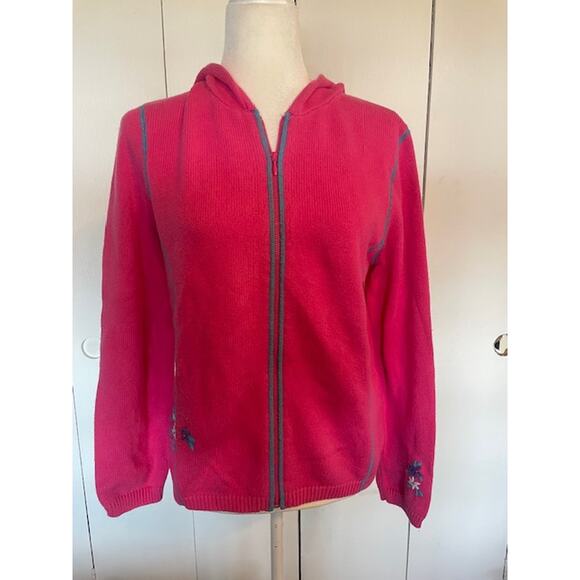 Northern Reflections Women Size Medium Full Zip Pink Sweater w/ Hood 100% Cotton - Picture 1 of 5